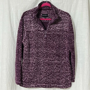 Zenana Women's Pullover Purple 1/4 Zip Pocket Fuzzy Medium